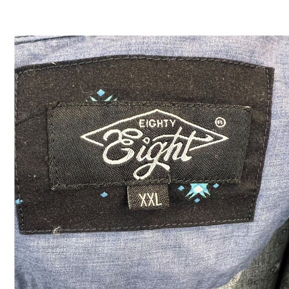 Eighty Eight Men’s Button Down Long Sleeve Shirt Black Blue All Over Print 2XL - Picture 6 of 7